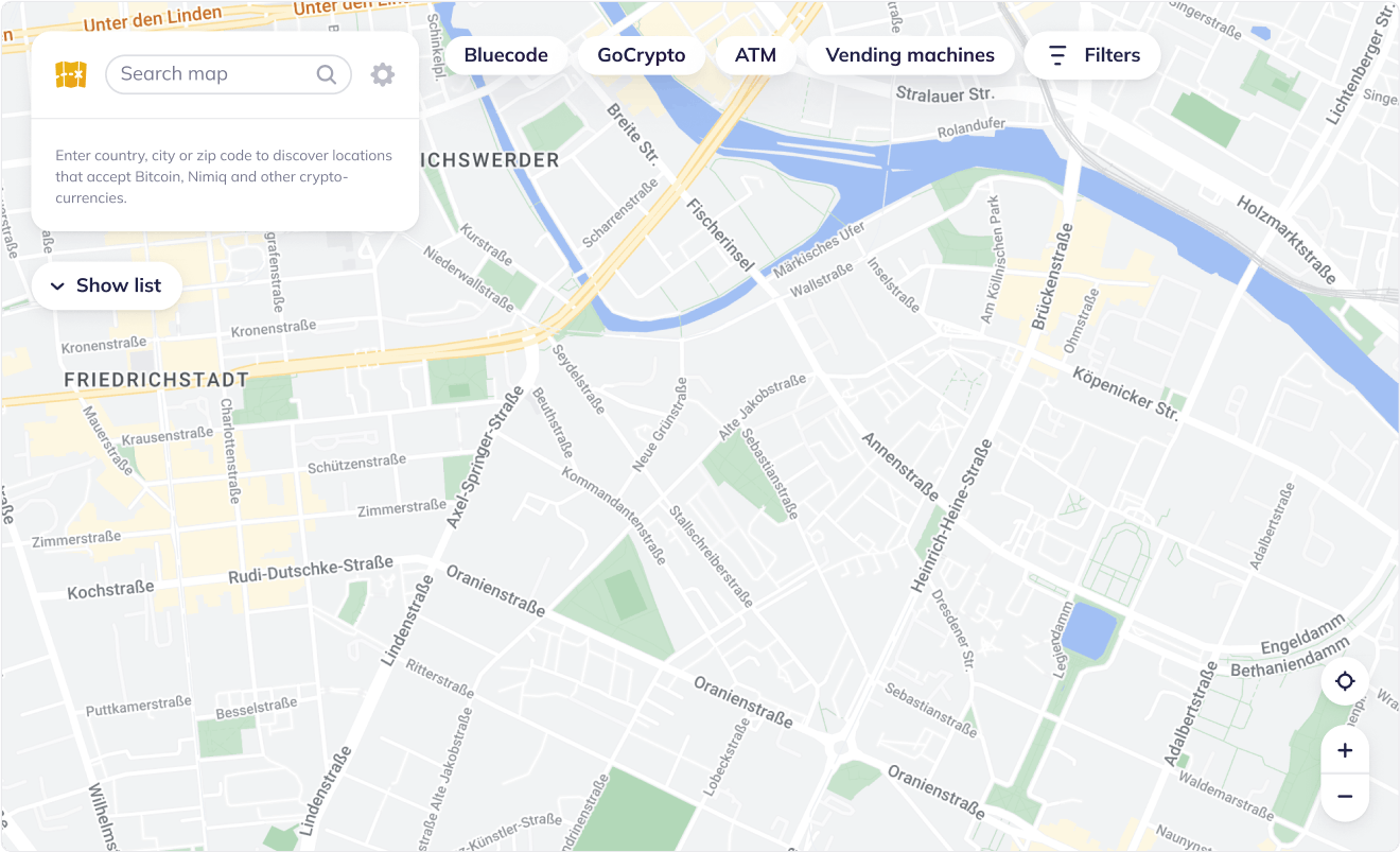 Find places on Crypto Map