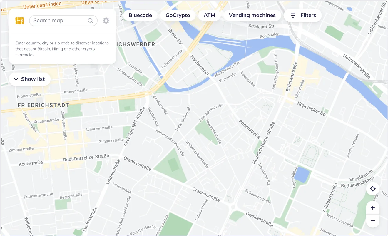 Find places on Crypto Map