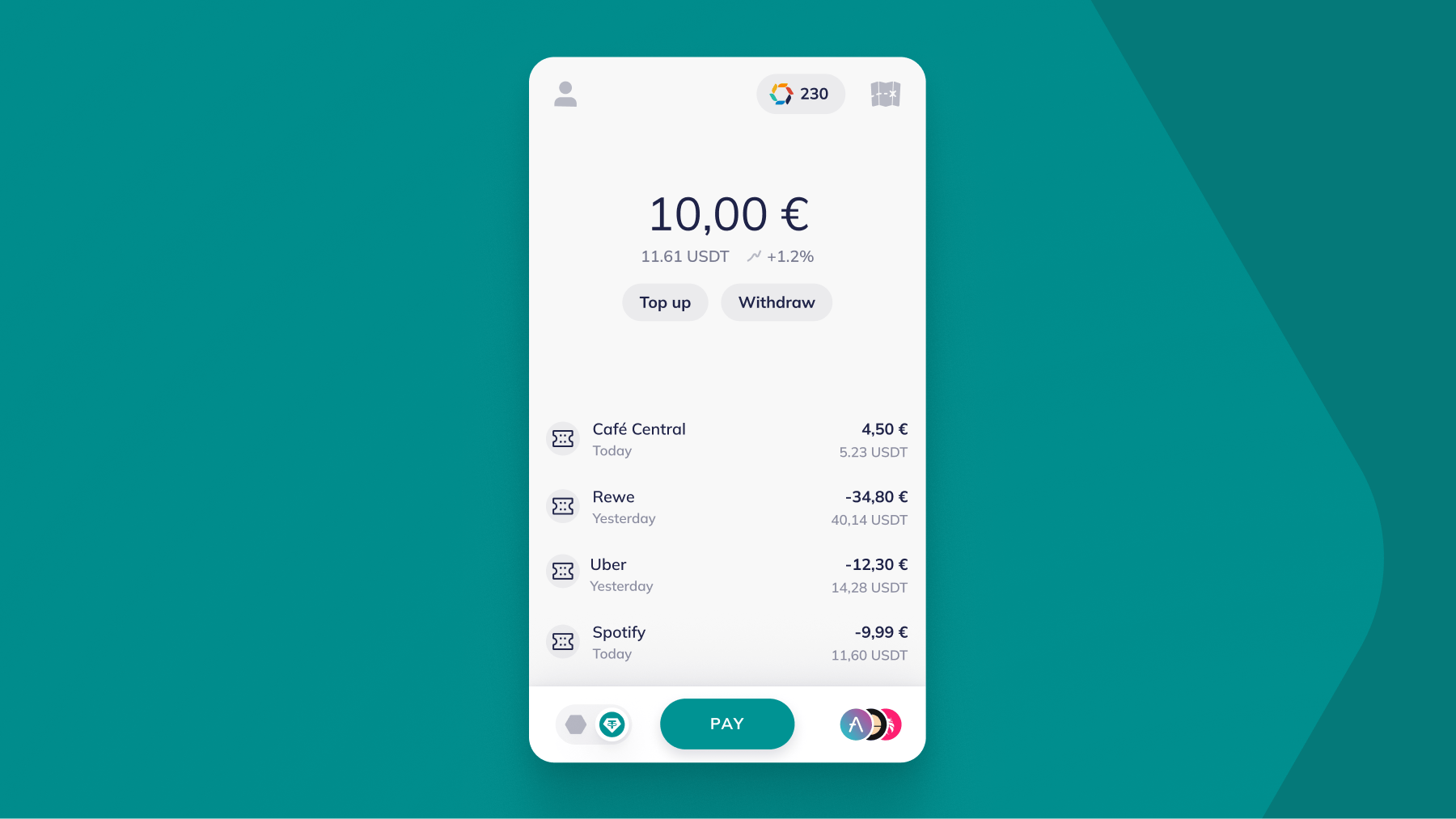 USDT live in Nimiq Pay app