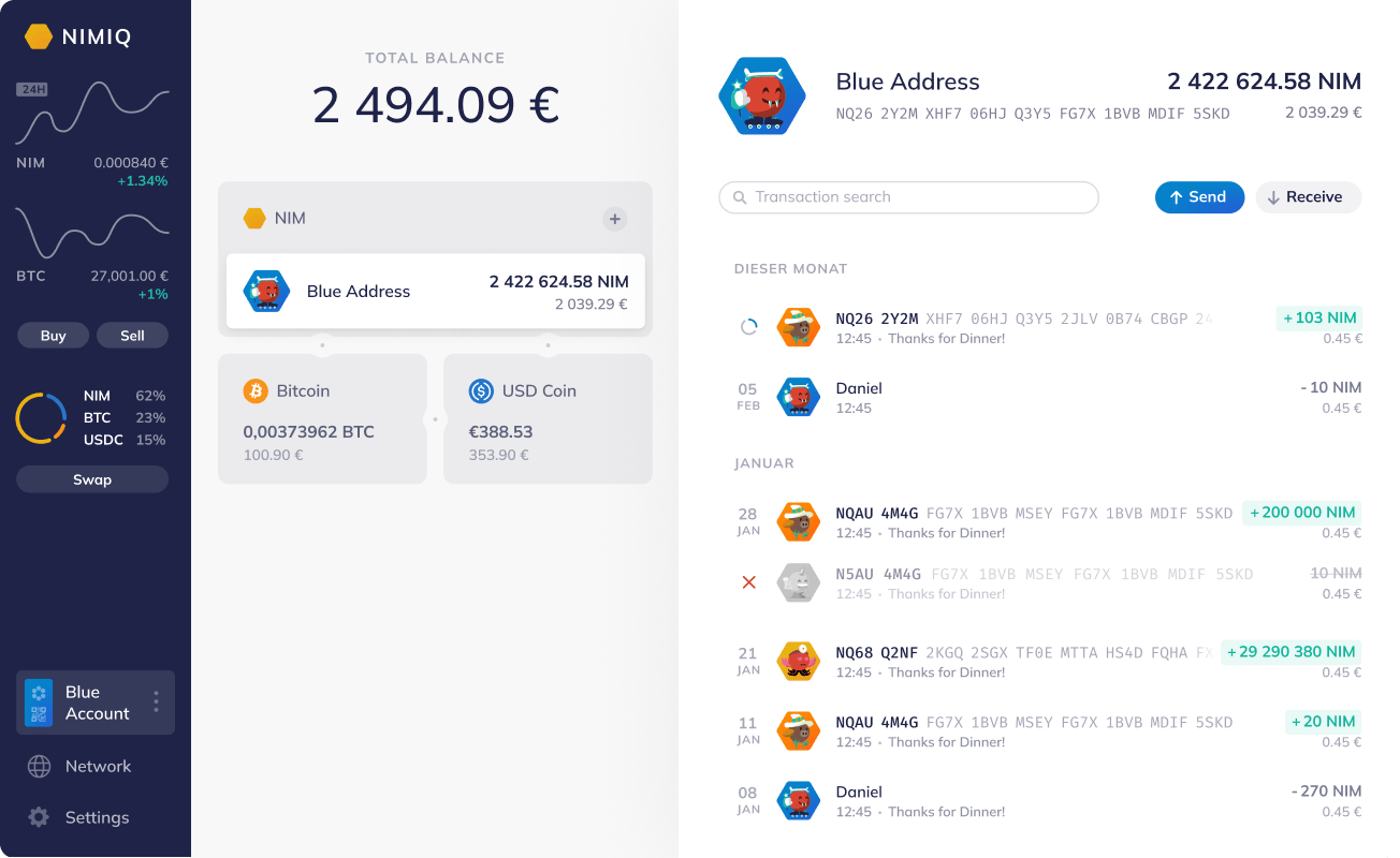 Combine with Nimiq wallet