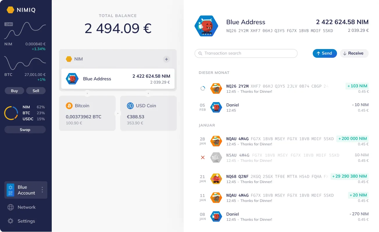 Combine with Nimiq wallet